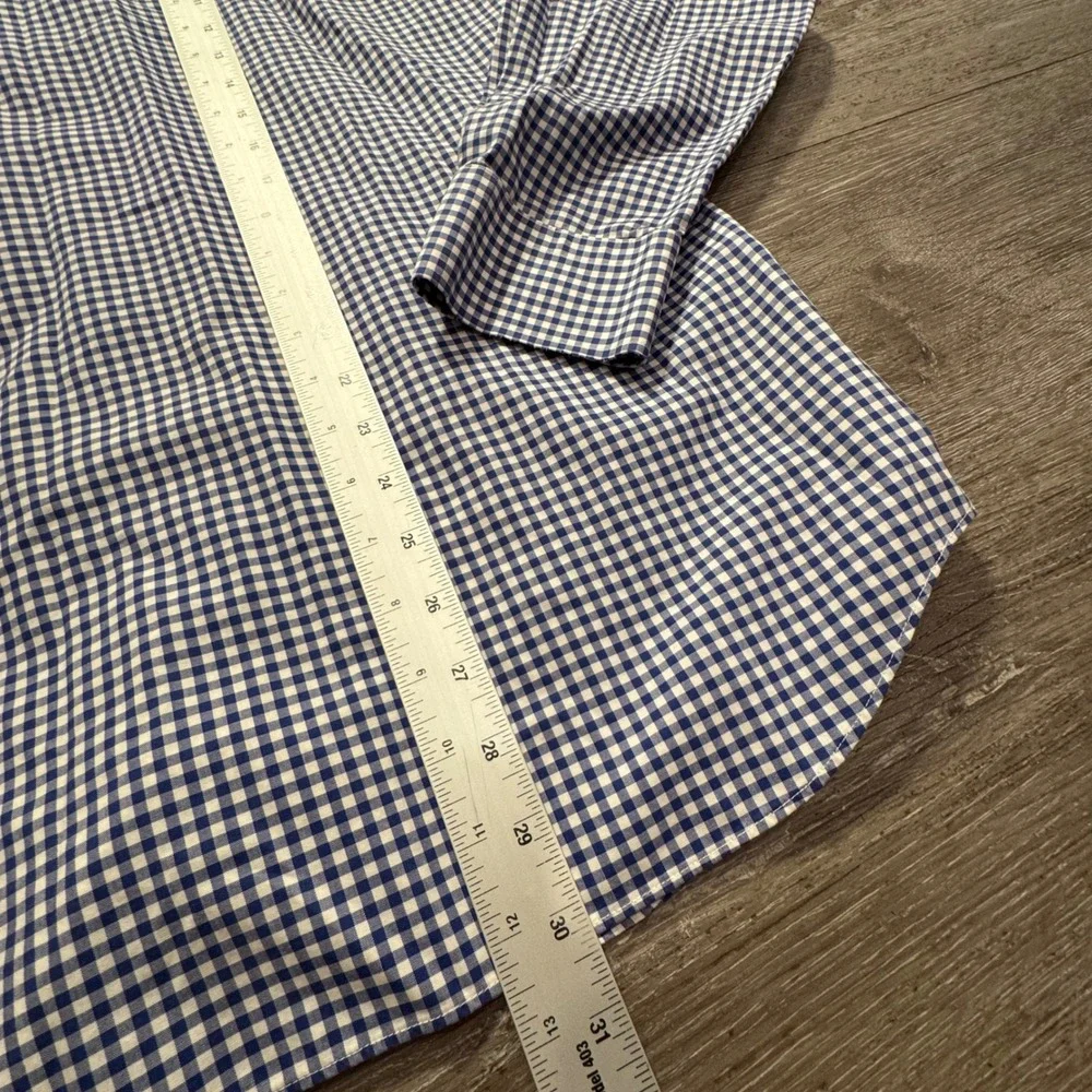 Banana Republic Shirt Mens M Blue Cotton Grant Slim Fit Gingham Preppy Casual